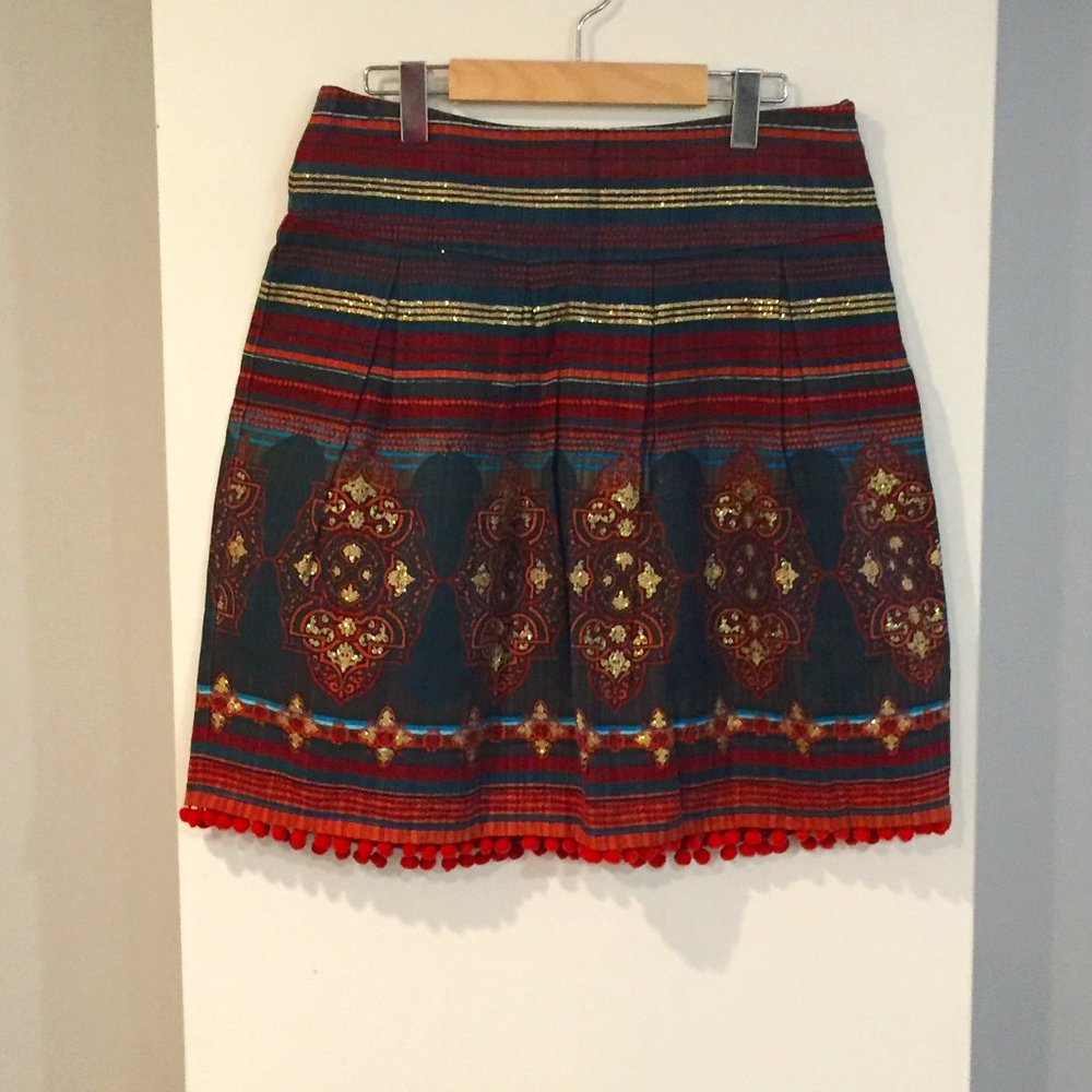 Vintage, Embroidered Kenzie Girl Cotton/Linen Skirt